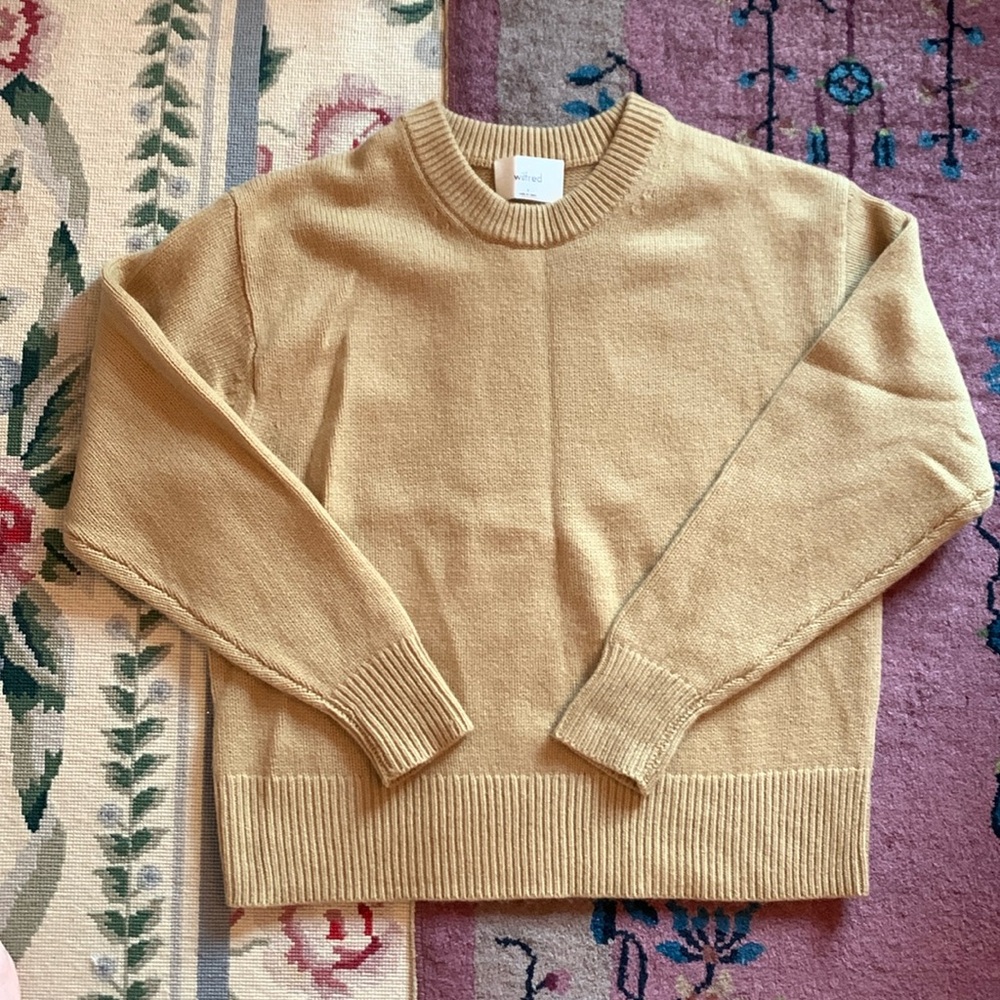 Wilfred Aritzia Camel Crewneck Luxe Cashmere Sweater s